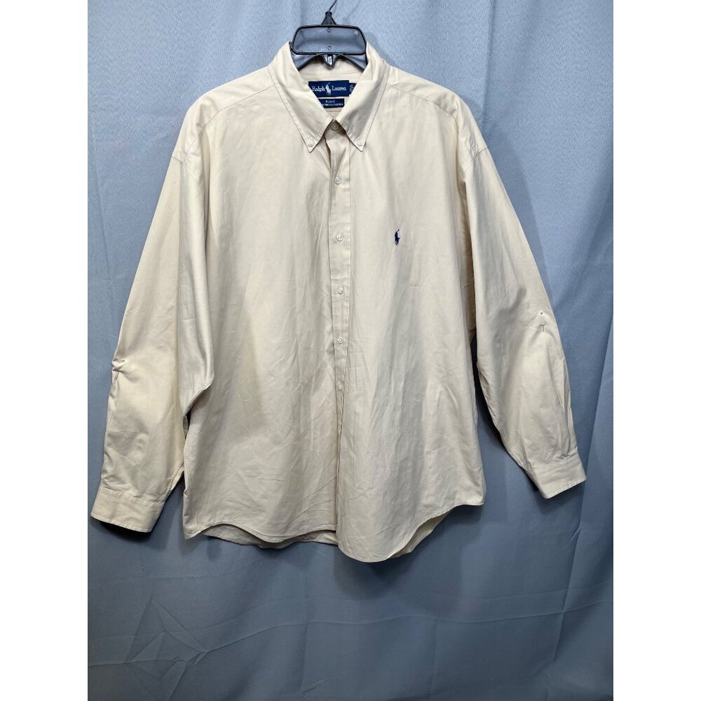 Ralph Lauren Mens Beige Dress Shirt SKU 7543 Size XL